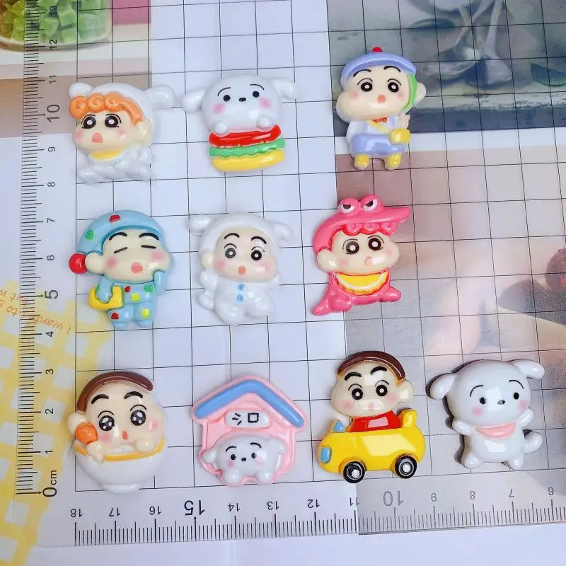 10Pcs/set Crayon Shin-chan Cross Dressing Series Resin DIY Accessories Phone Cases Patch Hair Clips Hair Accessories Materials