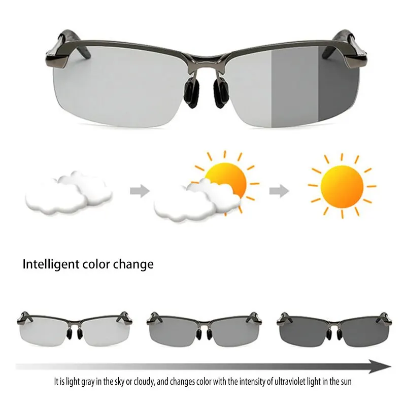 

Photochromic Sunglasses Men Polarized Driving Chameleon Glasses Male Change Color Sun Glasses Day Night Vision Driver's Eyewear