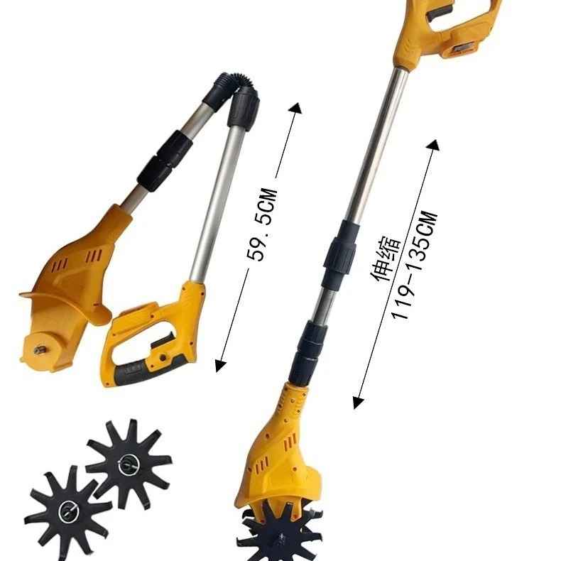21V Battery Micro-Tiller Earth Loosening Machine Agricultural Earth Tiller Small Household Electric  Cordless HoeRotaryTi