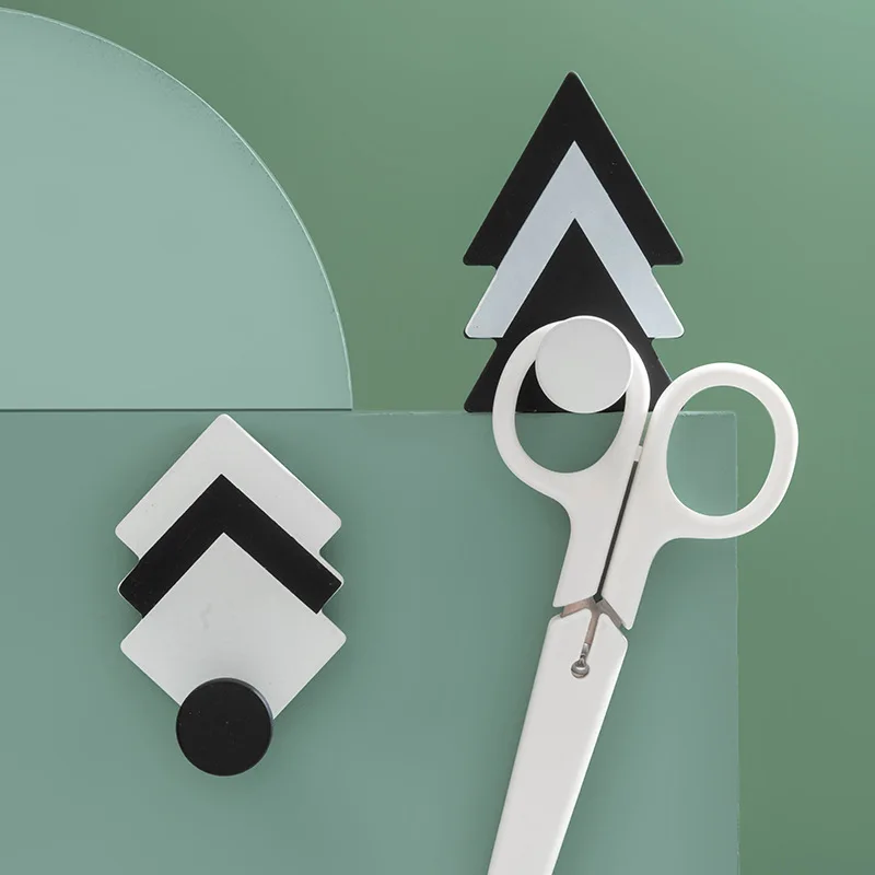 Nordic Creative Geometric Iron Art Small Hook Strong Adhesive Hook Key Wall Bathroom Non marking Adhesive Hook No Drilling