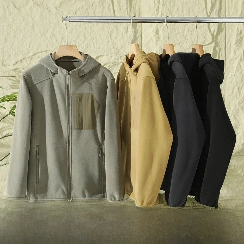 

Мужская куртка Fce Jaet для улицы, двухслойная куртка Jaet с капюшоном High Densi Tech, теплая осенне-зимняя верхняя одежда на молнии из полиэфирного волокна...