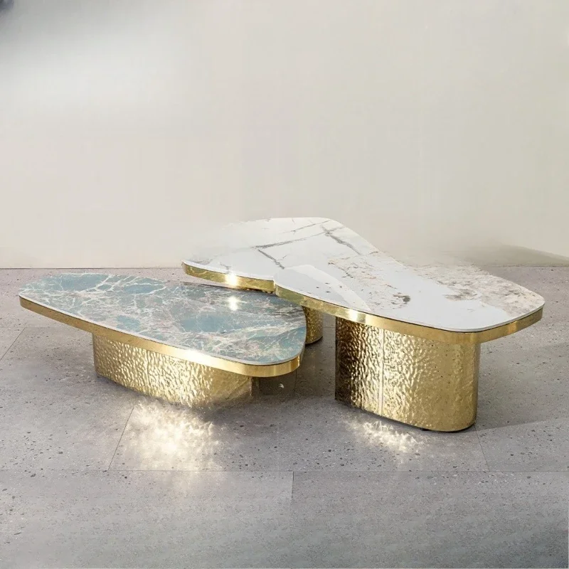 

Итальянский легкий роскошный комбинированный журнальный столик из нержавеющей стали для гостиной, современный, простой, для дома, виллы, креативный дизайнерский.