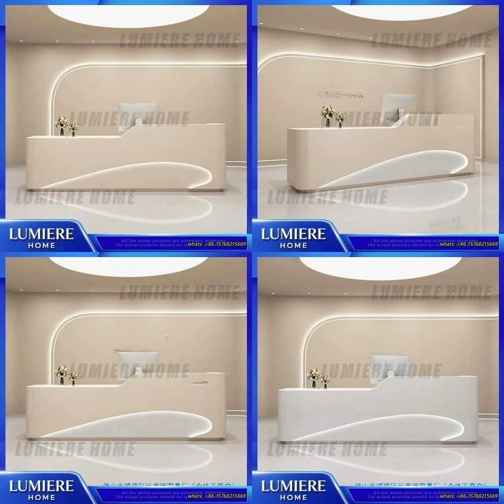 

Современная стойка регистрации для салона красоты, маникюрного спа-магазина, макияжа, студии йоги, офиса, вестибюля, изогнутая стойка регистрации, розничная касса