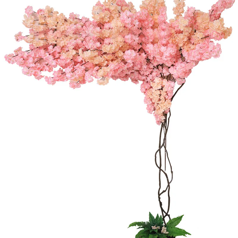 Imagem -06 - Terno Artificial de Cerejeira Ramo Seco Flor de Cerejeira Rattan Fundo de Casamento de Seda Decoração da Parede Faça Você Mesmo Home Garden Decor