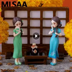 Doll Miniature Landscape Decoration Craftsmanship Girl Wearing Cheongsam Doll Vehicle Mounted Desktop Accessories Car Doll Vivid
