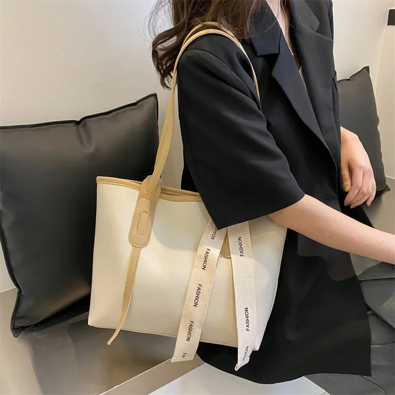 Luxury High Quality Women Handbag Designer Brand Shoulder Bag Large Capacity Solid Color Underarm Bag Lady Reusable Shopping Bag