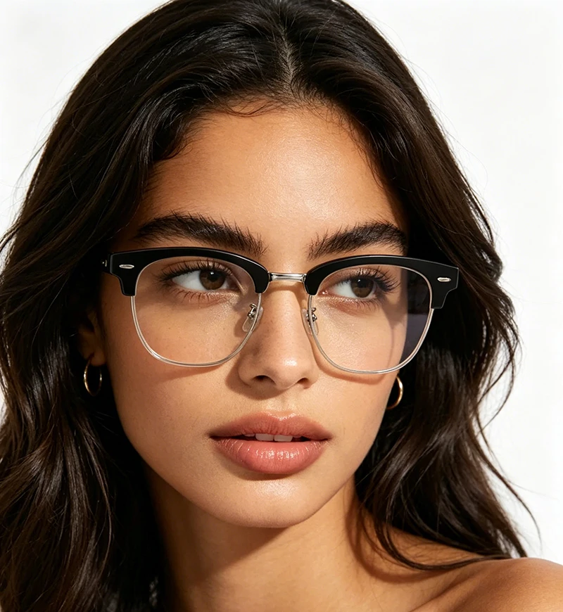 Semi-Rimless Retro Anti Blue Light Glasses for Men and Women, Computer Reading Gaming Glasses
