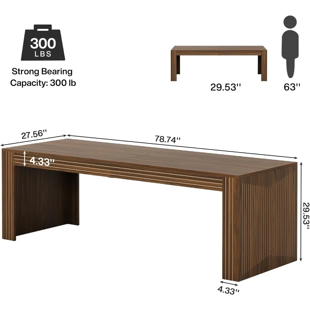 79インチの特大オフィスデスク、ホームオフィス用二人用オフィスデスク、木製の長いパソコンデスクとオフィス用ライティングデスク