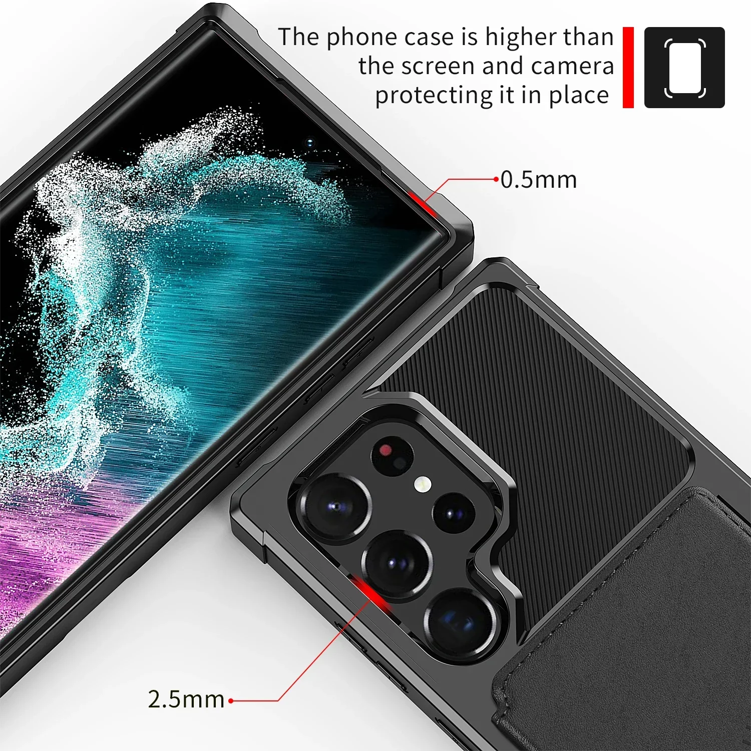 For Samsung Galaxy S25 S24 S23 Ultra S25 Plus Credit Card Case PU Leather Flip Wallet Cover with Photo Holder Hard Back Cover