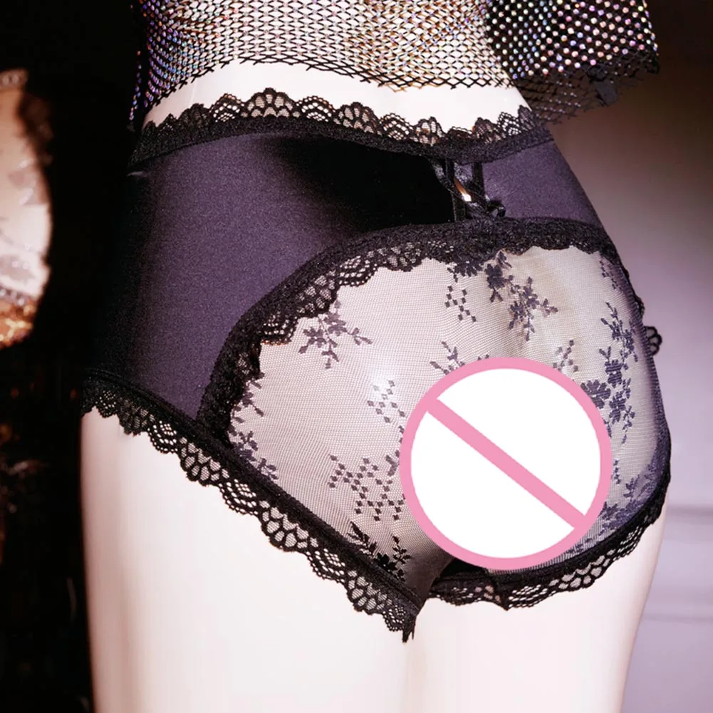 

Men Sexy High-Waist Lace Tummy Control Hollow Underwear Penises Bag Thin Briefs Lace Large Size Hip Lift Briefs Breathable Linge