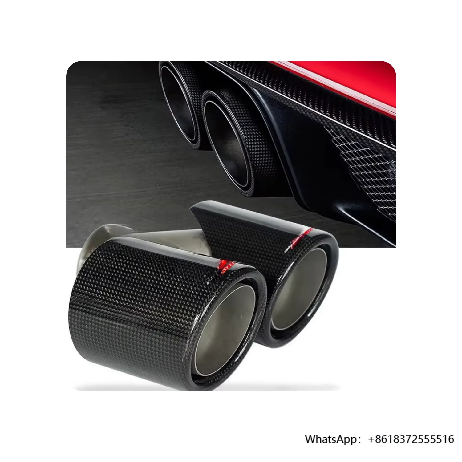 

daUltra-Short Section Double Outlet Car Tailpipe New Exhaust Pipe Muffler with Carbon Fibre Stainless Steel Material