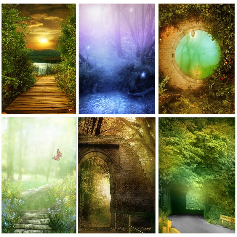 

Photorealistic Fabric Dream Forest Castle Fairy Tale Children Photography Backdrops Prop Photo Background 2158 TTW-03