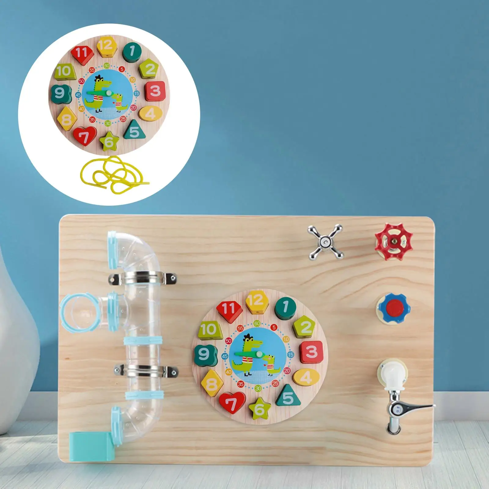 

Sensory Busy Boards Accessories Wooden Beaded Clock Toddlers Learning Cognitive Indoor Play Game