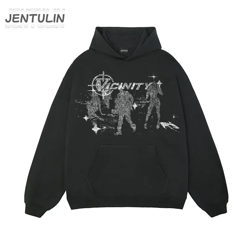 Vintage Gothic Oversized Men's Hoodie Harajuku Hip Hop Sweatshirt Aesthetic Graphic Print Y2k Clothes Streetwear Korean Pullover