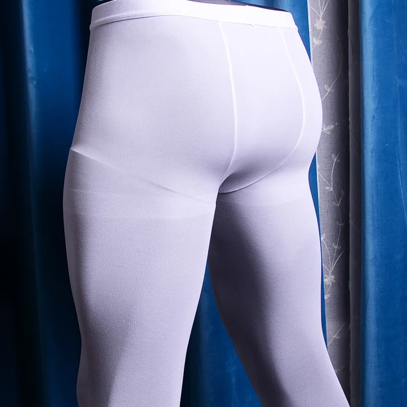 Man Sexy Underwear Sleeping Long Johns Leggings Velvet 80D Pantyhose Pyjama Trousers Lift The Hips Tights Japanese Style Pants