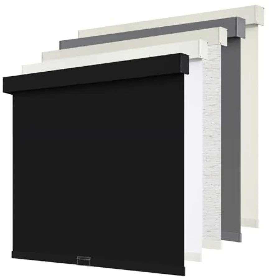 

Cordless out Roller Shades Blinds for Windows Free-Stop, Pull Down Room Darkening with Valance, Thermal Insulated Woven Fabric