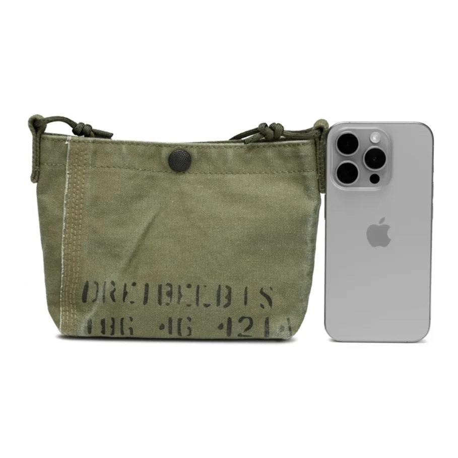 Retro Washed Distressed Army Green Crossbody Bag for Men Casual Canvas Shoulder Bag Letter Print Adjustable Strap Travel Satchel