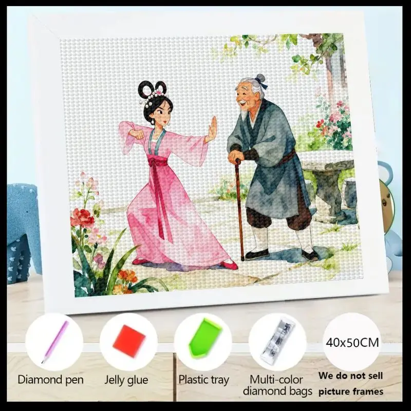 

1PC 5D DIY Full Drill Crystal Diamond Painting Kit, 40x50CM Large Chinese Traditional Martial Arts Training Scene, Featuring War