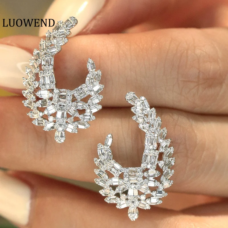 LUOWEND 100% 18K أقراط من الذهب الأبيض تصميم فاخر 1.0 قيراط أقراط الماس الطبيعي الحقيقي للنساء مجوهرات الحفلات العالية #1