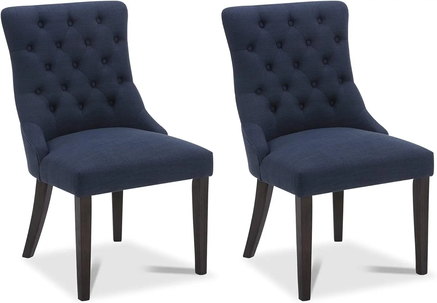 Farmhouse Tufted Dining Chairs, Modern Upholstered Chairs, Fabric High Back Dining Room Chairs Set Of 2,Insignia Blue