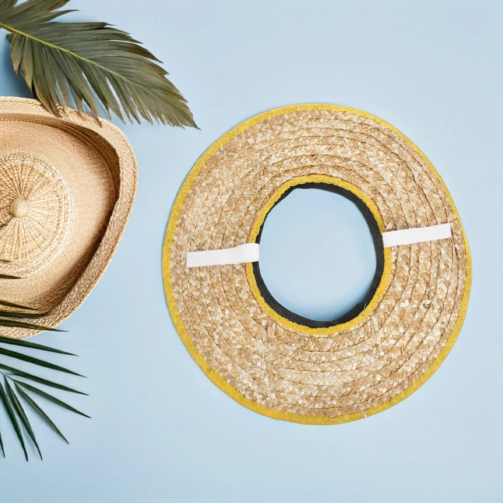 2Pcs Construction Hard Hat Sun Shade Woven Straw Full Brim Visor Outdoor Worker Sun Protection Face Neck Shield Breathable