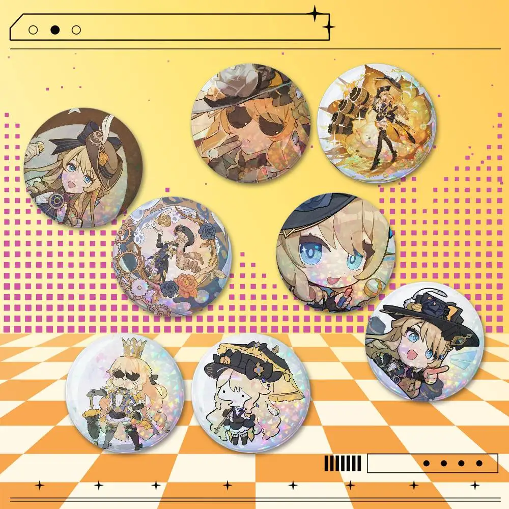 Genshin navia Impact 25/32/44/58/75mm Holographic Badges 2 Pcs Set Custom Round Button Pins Bag Clothes Accessories