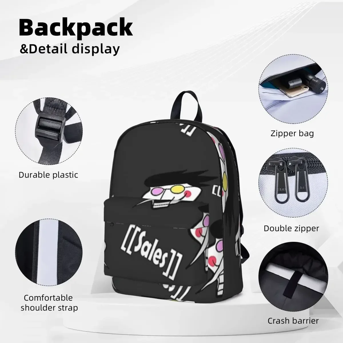 Deltarune-mochila Spamton para mujer, morral escolar informal para estudiantes, bolso de hombro para ordenador portátil