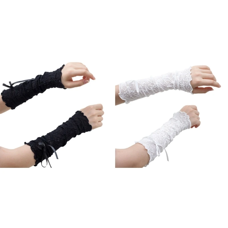 

Detachable Sleeves Girls Banquet Arm Cover Decorate White/Black Overlength Arm Sleeve for Girls Accessories Arm Gloves