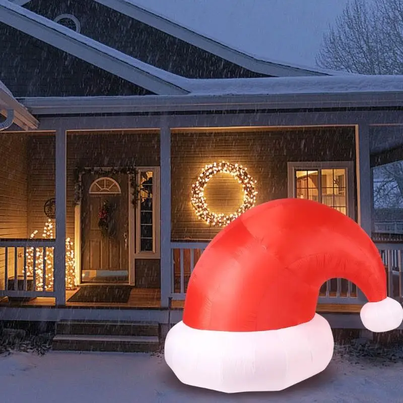 Huge Santa Hat Inflatable Decoration With Slanted Base 2.5m Height Tear Resistant Outdoor Indoor Holiday Display 37JD