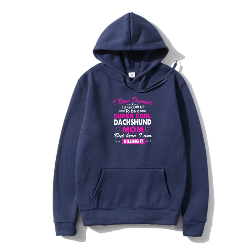 

Black Dachshund Mom Hoody Men's Personalized Warmd Full Cotton Crew Pullover Hoodie