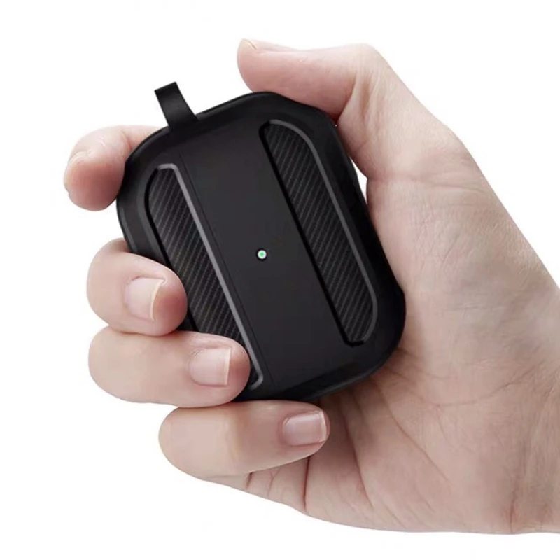 สําหรับ Apple Pro กรณีคาร์บอนไฟเบอร์หูฟังอุปกรณ์เสริมไร้สายบลูทูธพร้อมตะขอ