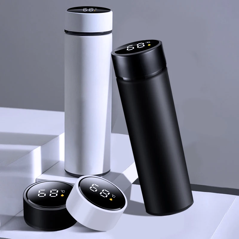 

1Pcs 500ml Stainless Steel Car Temperature display Thermal Cup CoffeeMilk Thermal Mug Camping Travel Water Cup Auto Accessories