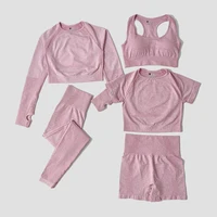 2/3/5PCS Seamless Women Yoga Set Workout Sportswear Gym Clothing Fitness Long Sleeve Crop Top High Waist Leggings Sports Suits - Image 5