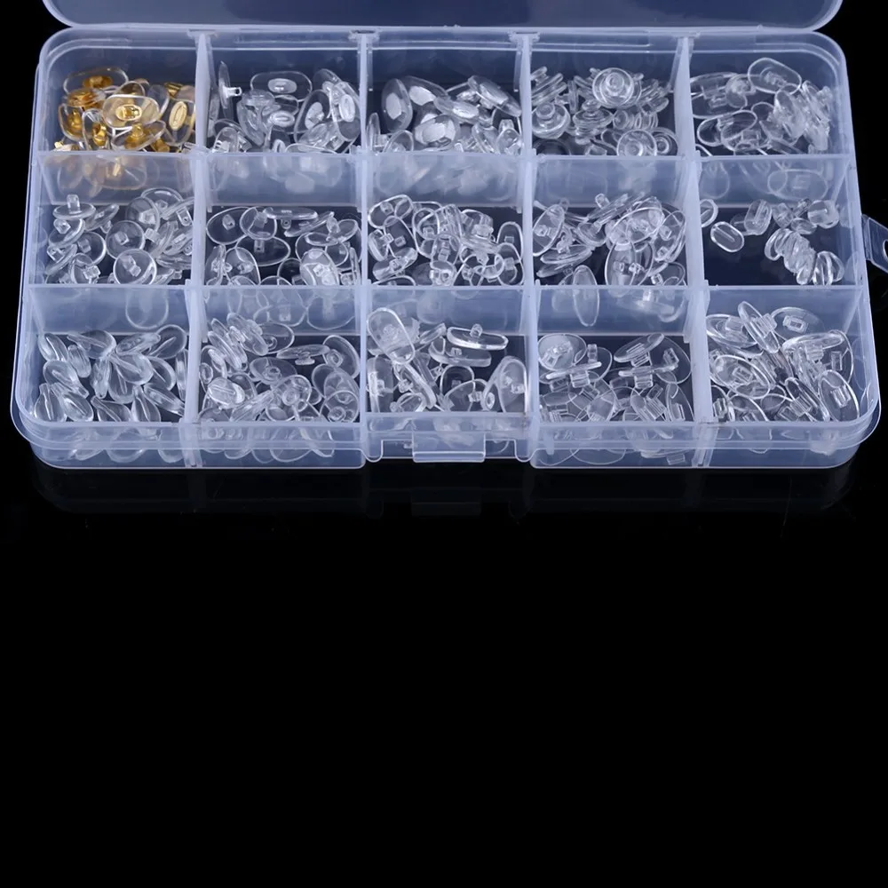 

150 пар носовых подушечек для очков из мягкого ПВХ, силиконовая воздушная камера, пластиковый чехол для хранения, ввинчивающиеся носоупоры, ремонтный комплект для носовых подушечек