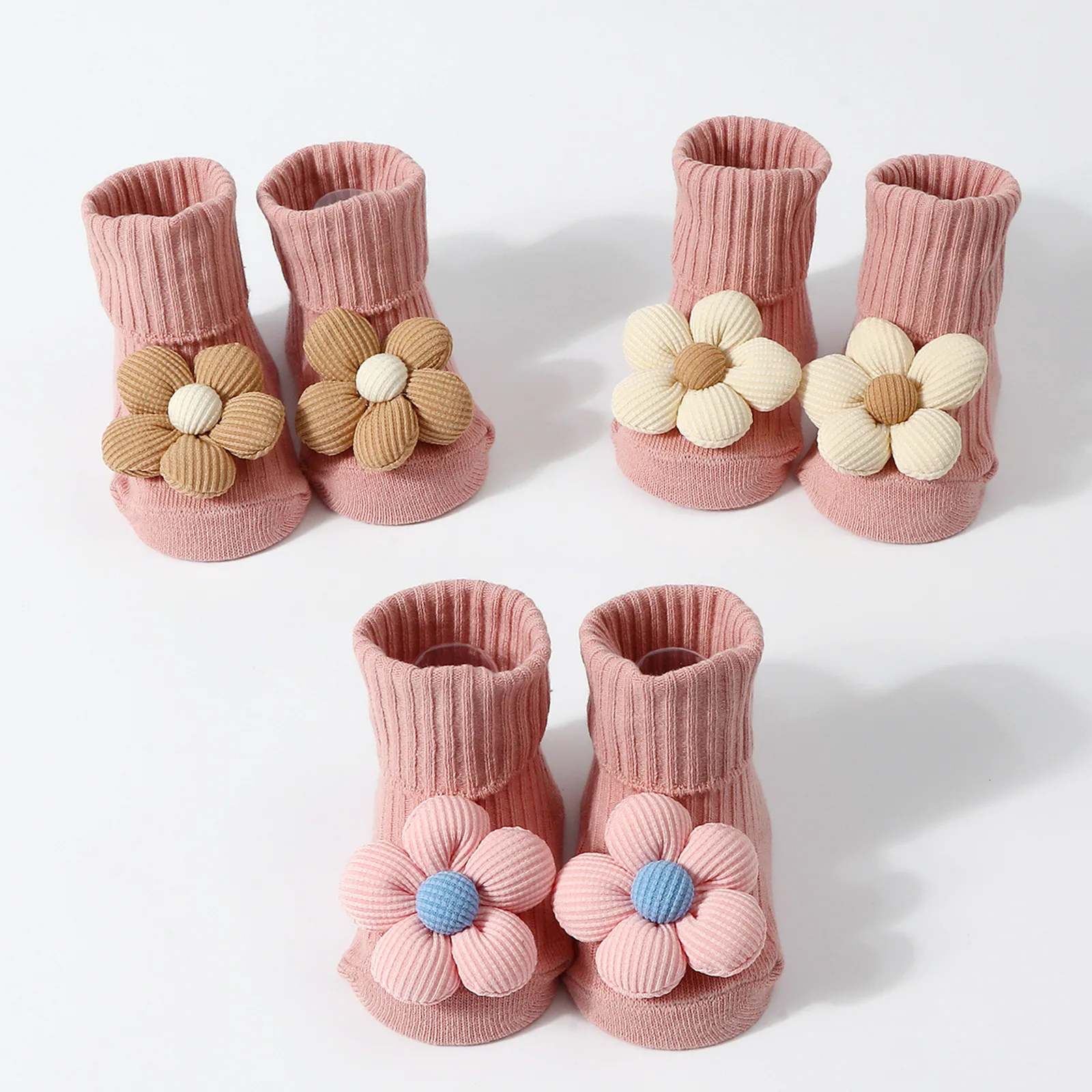 Lovely Knitted Newborn Socks Spring New Baby Soft Solid Anti Slip Prewalker Sock For Girl Boy Infant Knitting Floor Socks