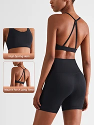 2024 New Yoga Shorts Sets Shockproof Vest High Waist Shorts Breathable Women's Tight Fitting Sports Yoga Sexy Crop Top Gym Set