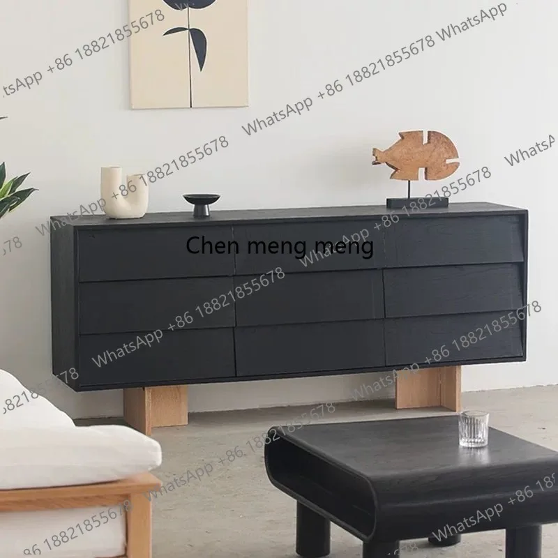 

Italian minimalist solid wood nine-chest cabinet medieval bedroom dining side cabinet wall storage cabinet