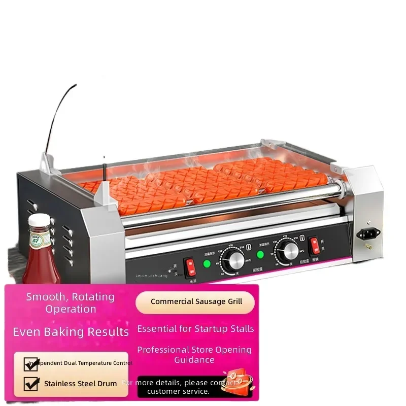 Automatic Hot Dog Machine for Commercial Use with Double Temperature Control and Stainless Steel Construction for Sausage