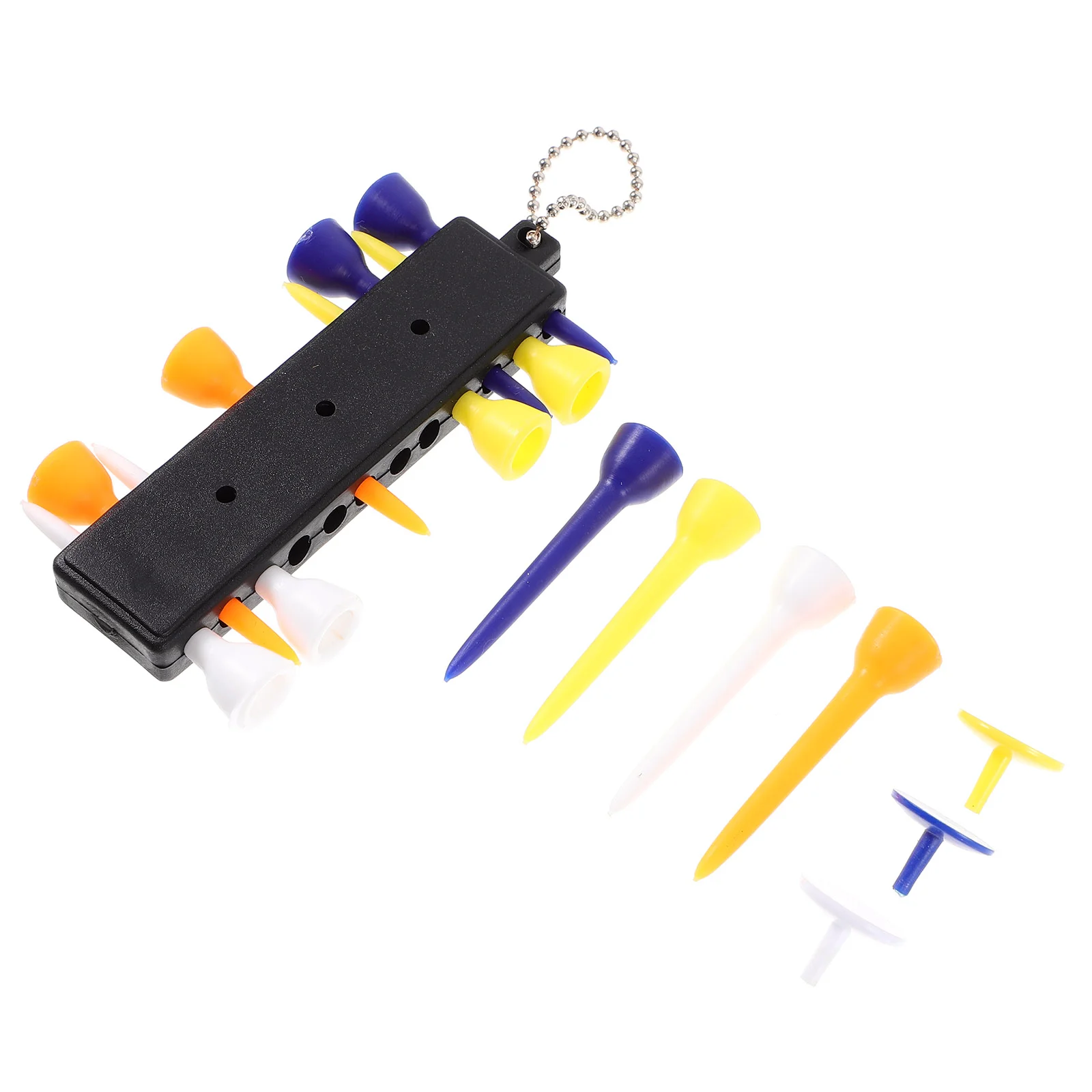 

12 Tees Markers Divot Tool Pencil Set With Keychain tee holder