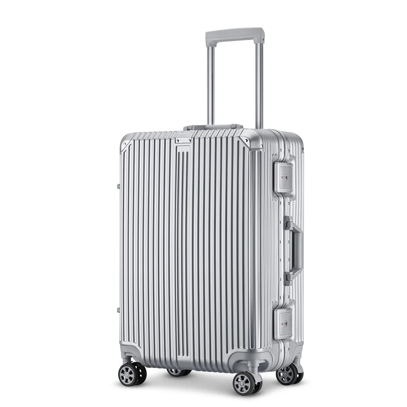 Factory new design ABS luggage set PC hard shell travel aluminum frame trolley case business waterproof carry on suitcase