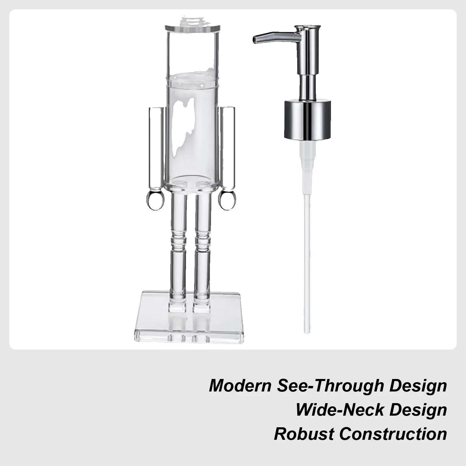 

Nutcracker Soap Dispenser Clear Refillable Shampoo Pump Christmas Hand Soap Bottle for Bathroom Kitchen Home Apartment Hotel