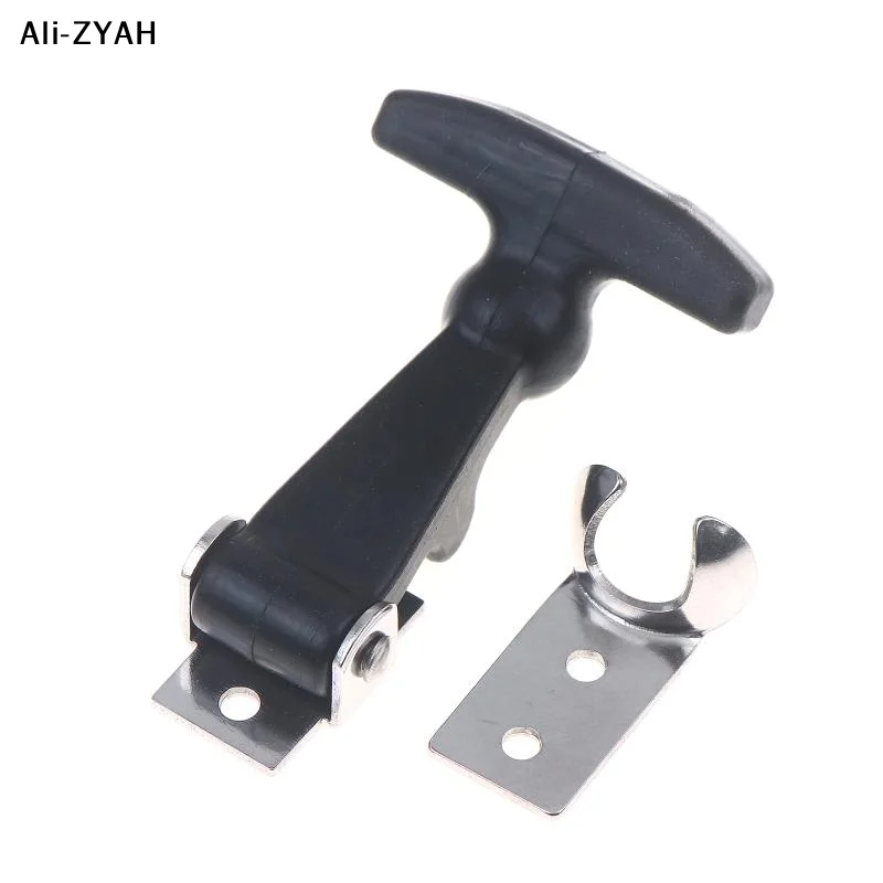 Rubber Hood Catch With Bracket Elastic Stainless Steel Rubber Hood Catch Flexible T-shaped Drawer Latch For Coolers Boats