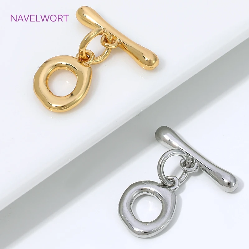 2/4/6 Stück 18K vergoldeter unregelmäßiger Knebelverschluss-Verbinder, Messing-OT-Verschluss für die Schmuckherstellung, DIY-Armbandherstellungsmaterial – Detail 24
