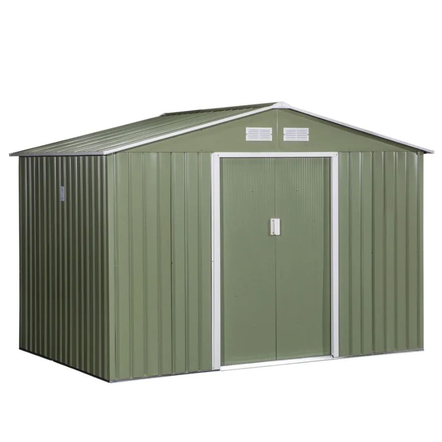

9' x 6' Outdoor Storage Shed Garden Tool House with Foundation 4 Vents and 2 Easy Sliding Doors for Backyard Patio Garage Lawn