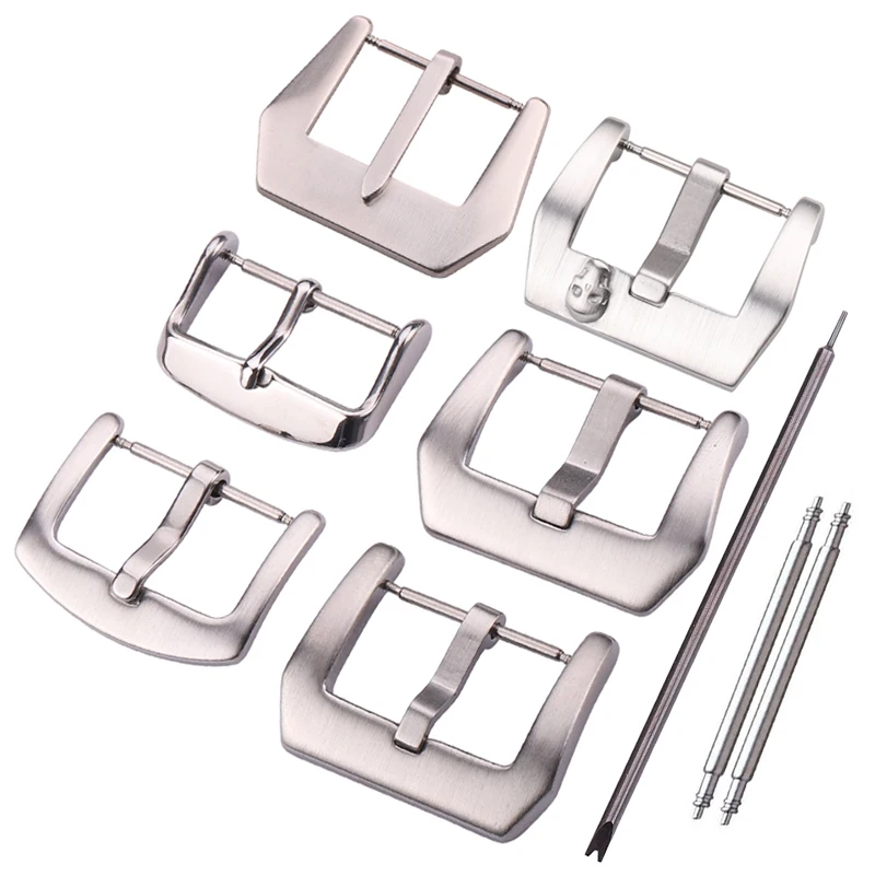 Wholesale 19 styles Stainless Steel Watch Buckle 12 14 16 18 20 22 23 24 26 28mm Silver Meatl Watchband Clasp Strap Accessories