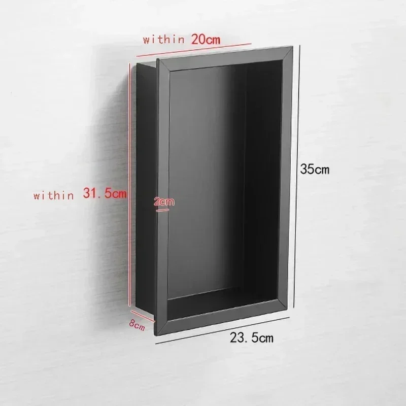 Black Storage Cabinet Bathroom Concealed Built-In Wall Cabinet Niche Stainless Steel Hotel In-Wall Wall Cabinet Toilet선반 shelf