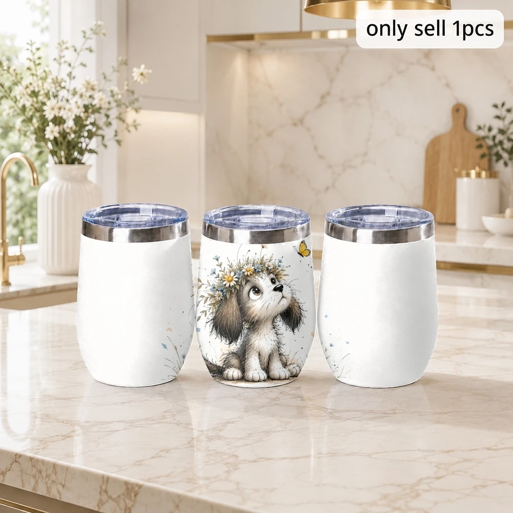Simple line drawings of animals Vacuum Flasks 12oz Insulated Wine Tumbler Vacuum Coffee Mug Egg Shaped Thermos