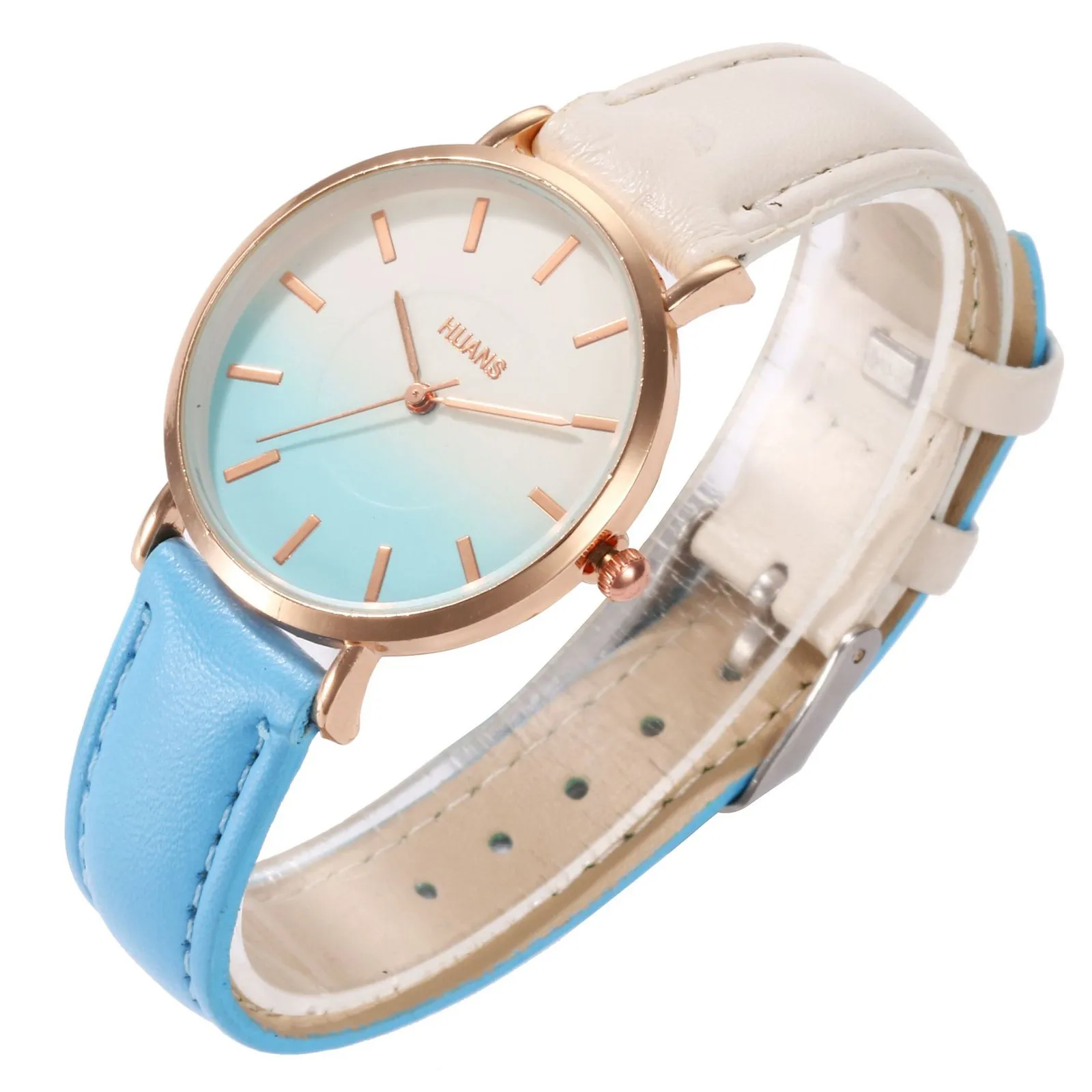 New Fashion Pointer Watch Gradient Leather Wristband Watch Quartz For Women Casual And Versatile Exquisite Cute Compact Watch