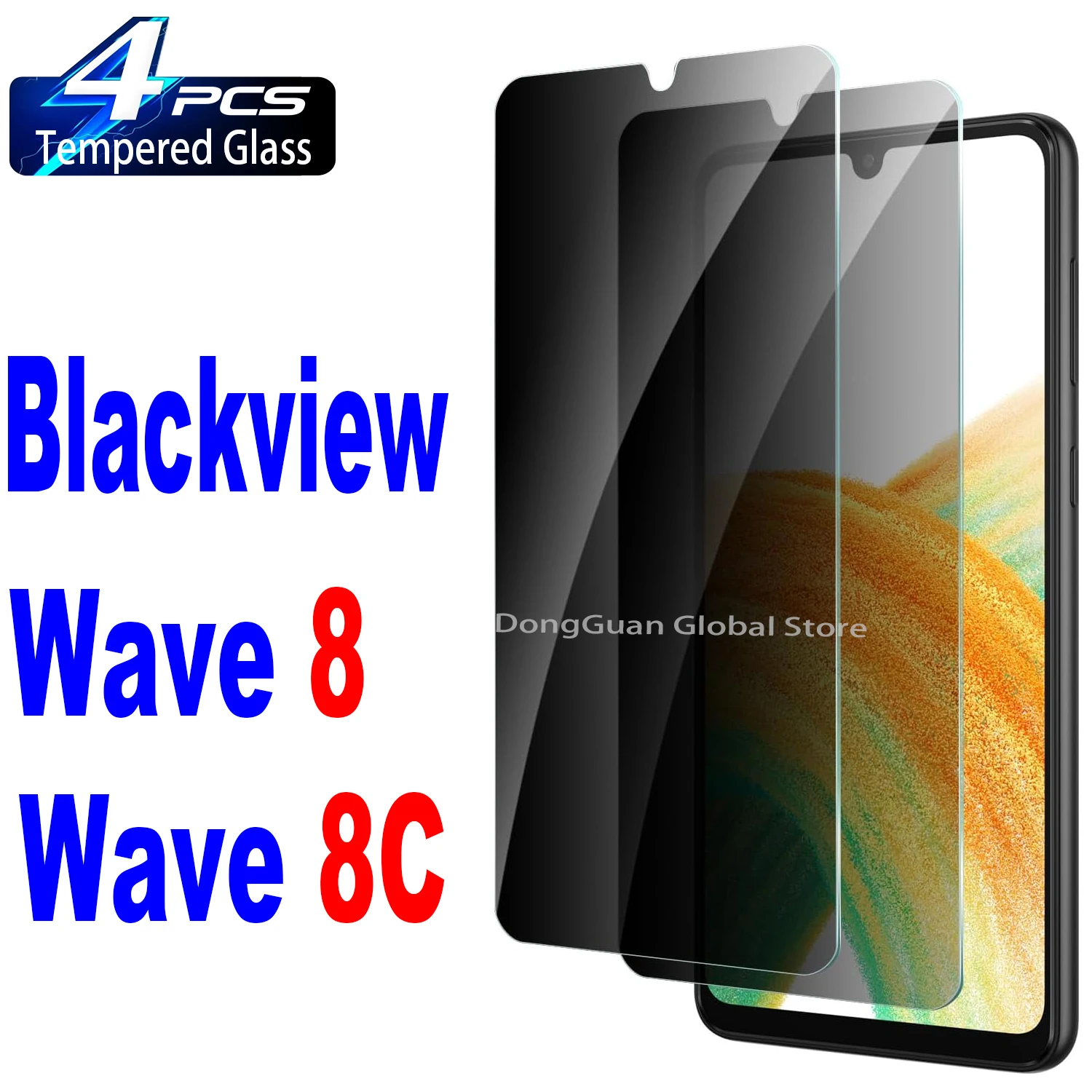 

For Blackview Wave 8 / 8C Anti Spy Protector Privacy Screen Tempered Glass Film