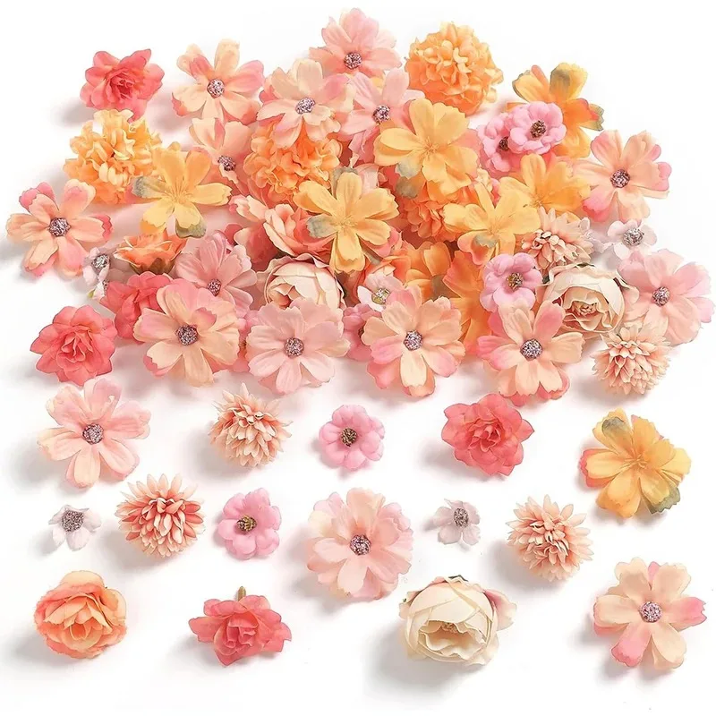 20 Teile/satz 4 cm Seide Rose Künstliche Gänseblümchen Blütenköpfe für Handwerk Kranz Hochzeit Dekor DIY Tisch Home Room Decor gefälschte Blumen – Detail 11